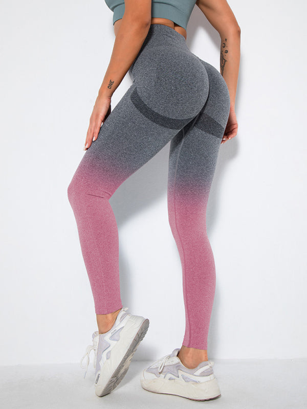 Yoga Pants- Ombre Seamless Peach Butt Lifting Yoga Pants- - IndioGear Fashion and Gear