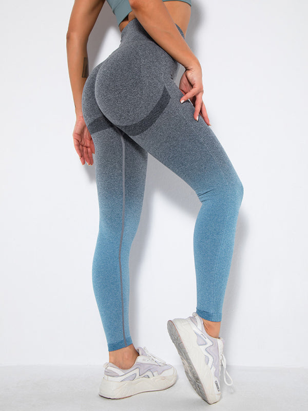 Yoga Pants- Ombre Seamless Peach Butt Lifting Yoga Pants- - IndioGear Fashion and Gear