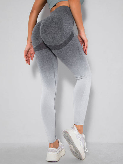 Yoga Pants- Ombre Seamless Peach Butt Lifting Yoga Pants- Misty grey- IndioGear Fashion and Gear